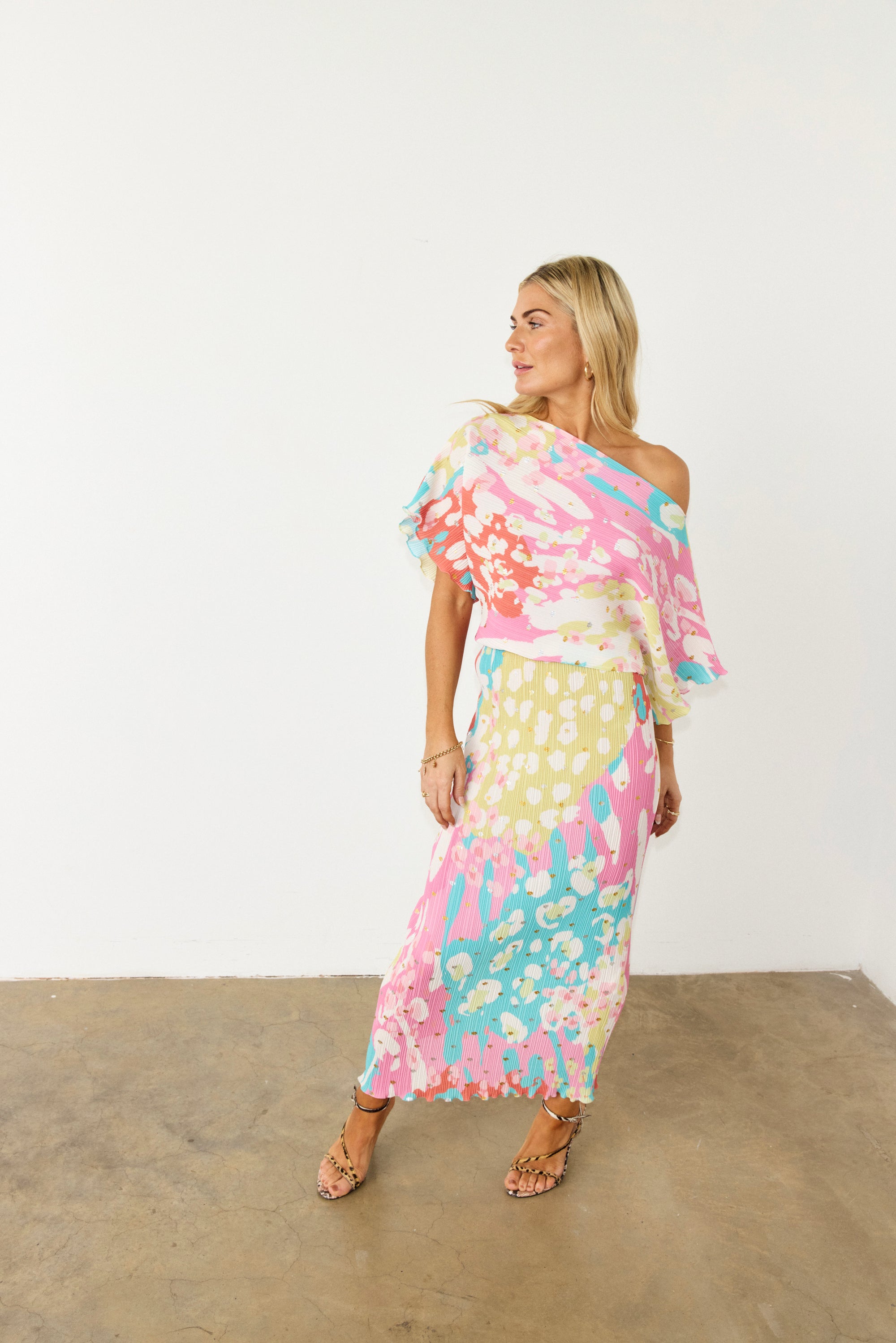 NFD Pink and Red Mesh Dress