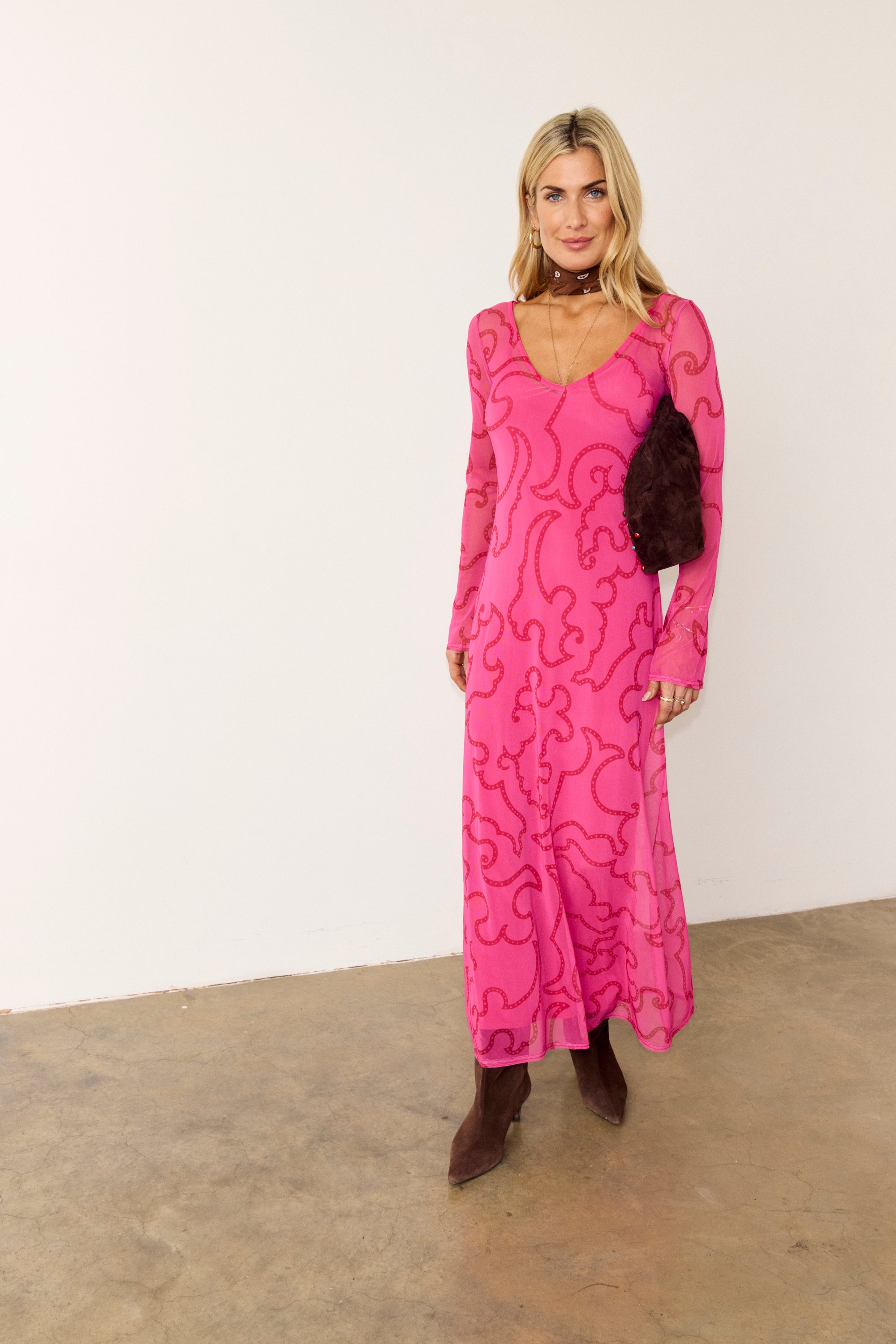 NFD Pink and Red Mesh Dress