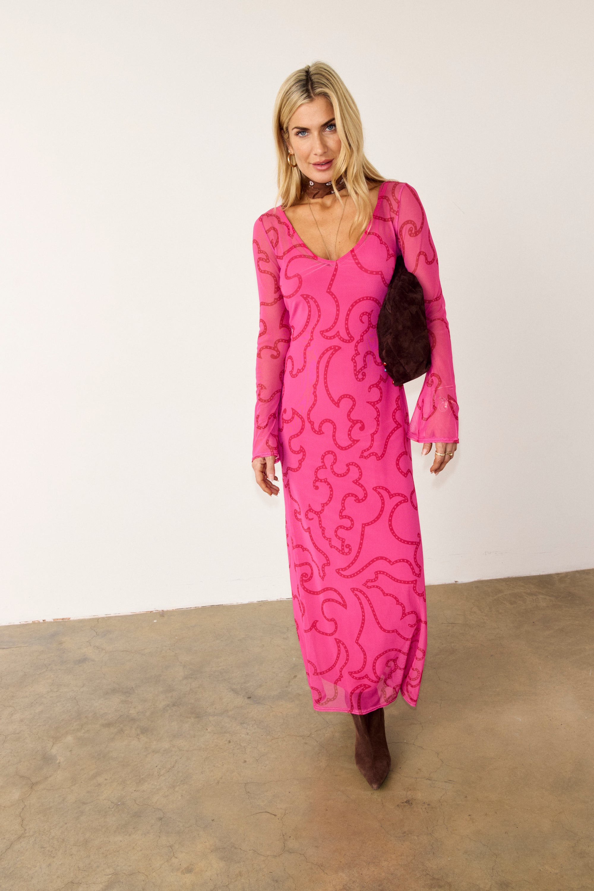 NFD Pink and Red Mesh Dress