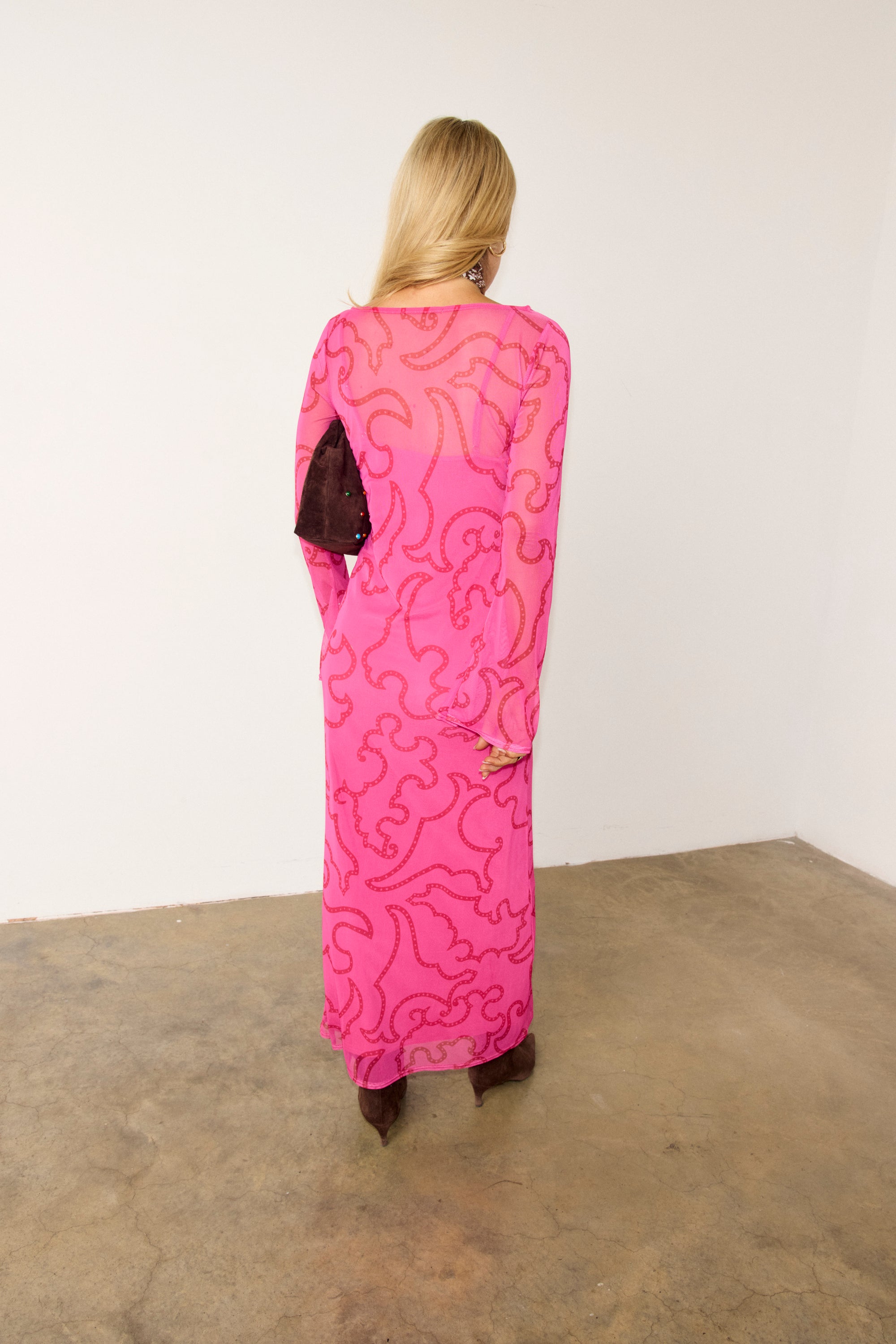 NFD Pink and Red Mesh Dress