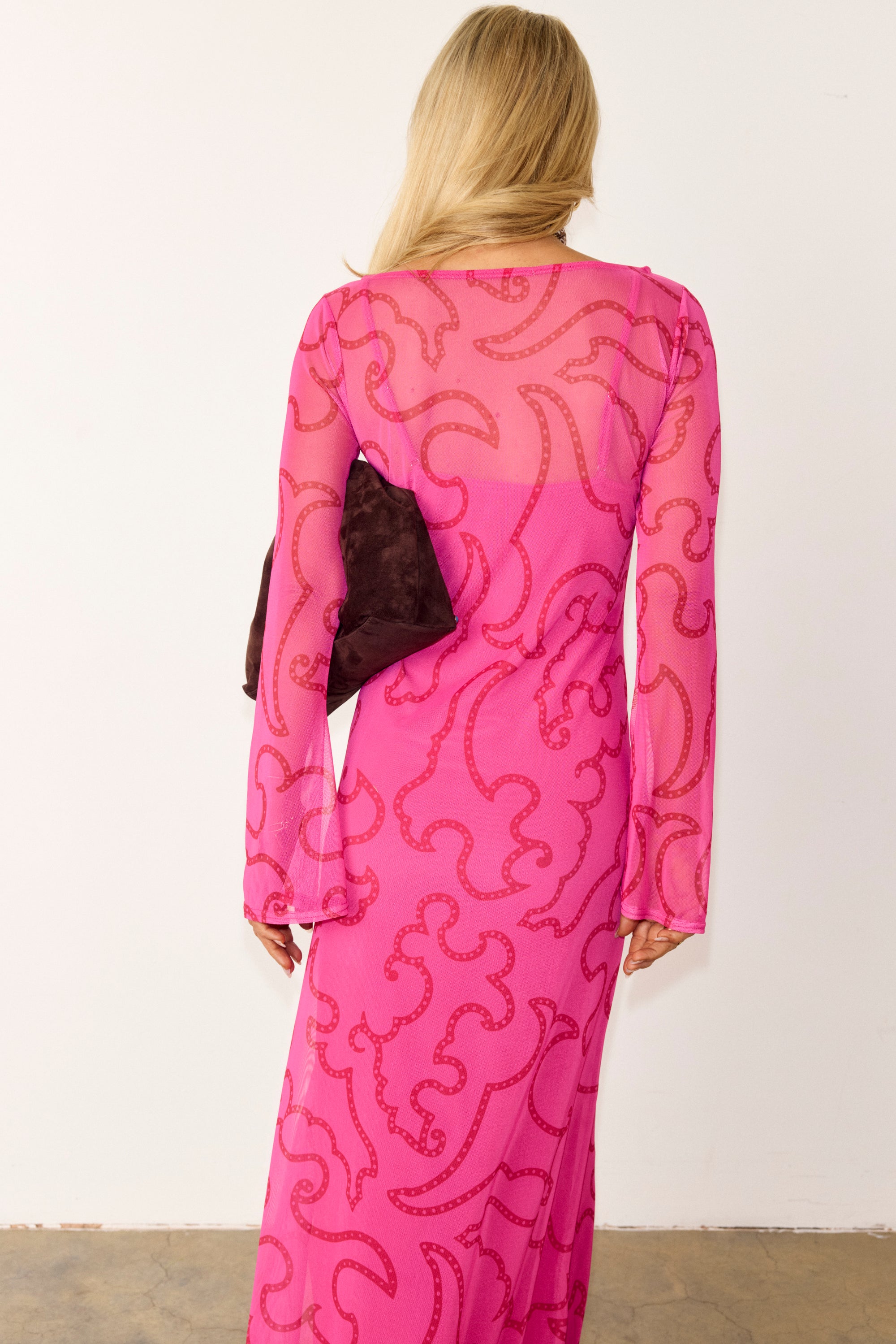 NFD Pink and Red Mesh Dress