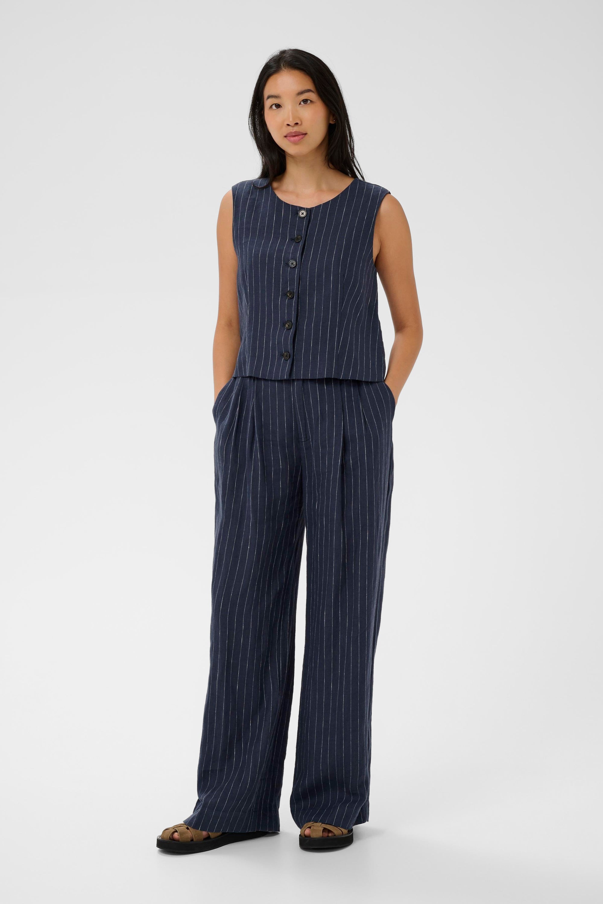 Aliya Trousers Blue Night Stripe