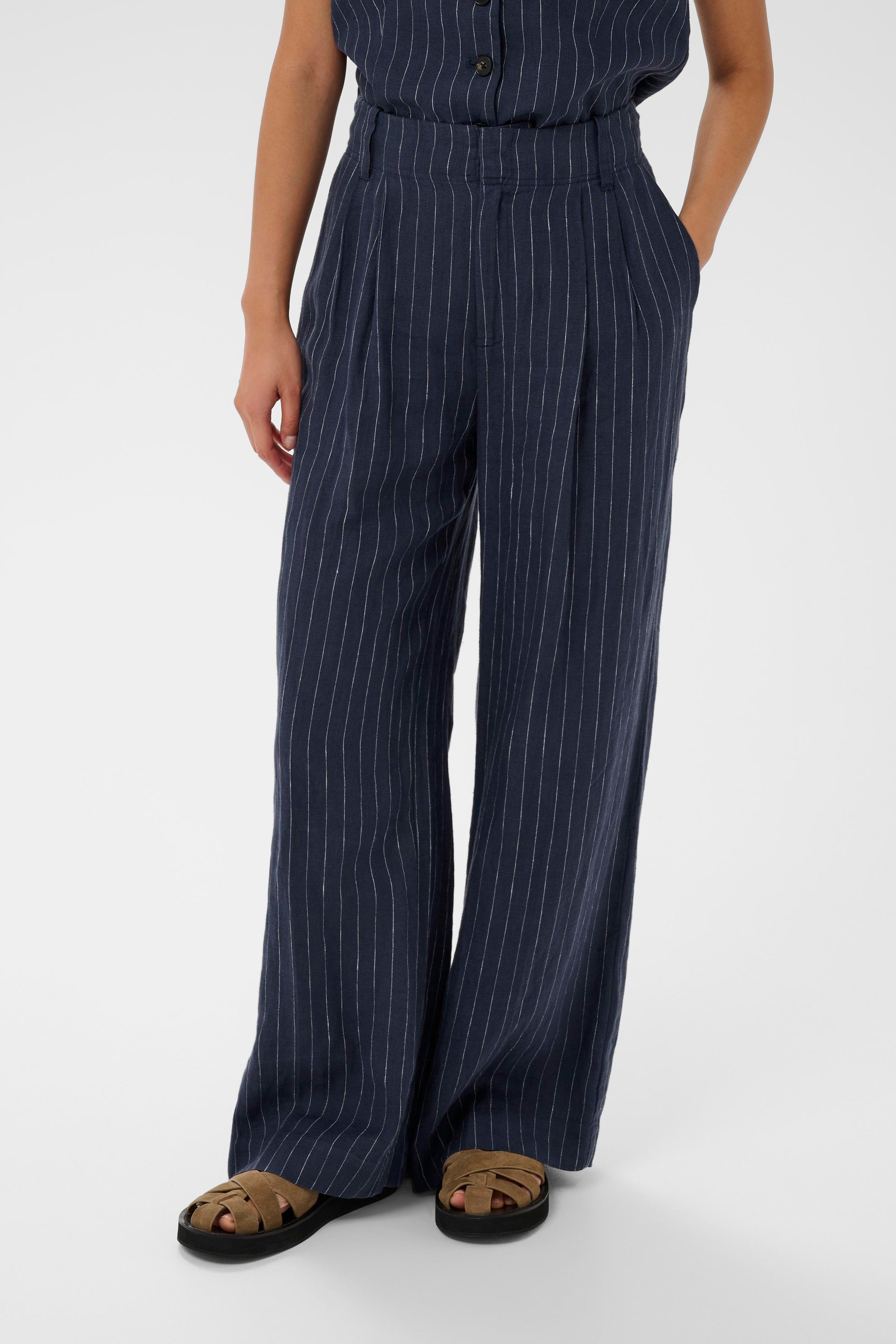 Aliya Trousers Blue Night Stripe