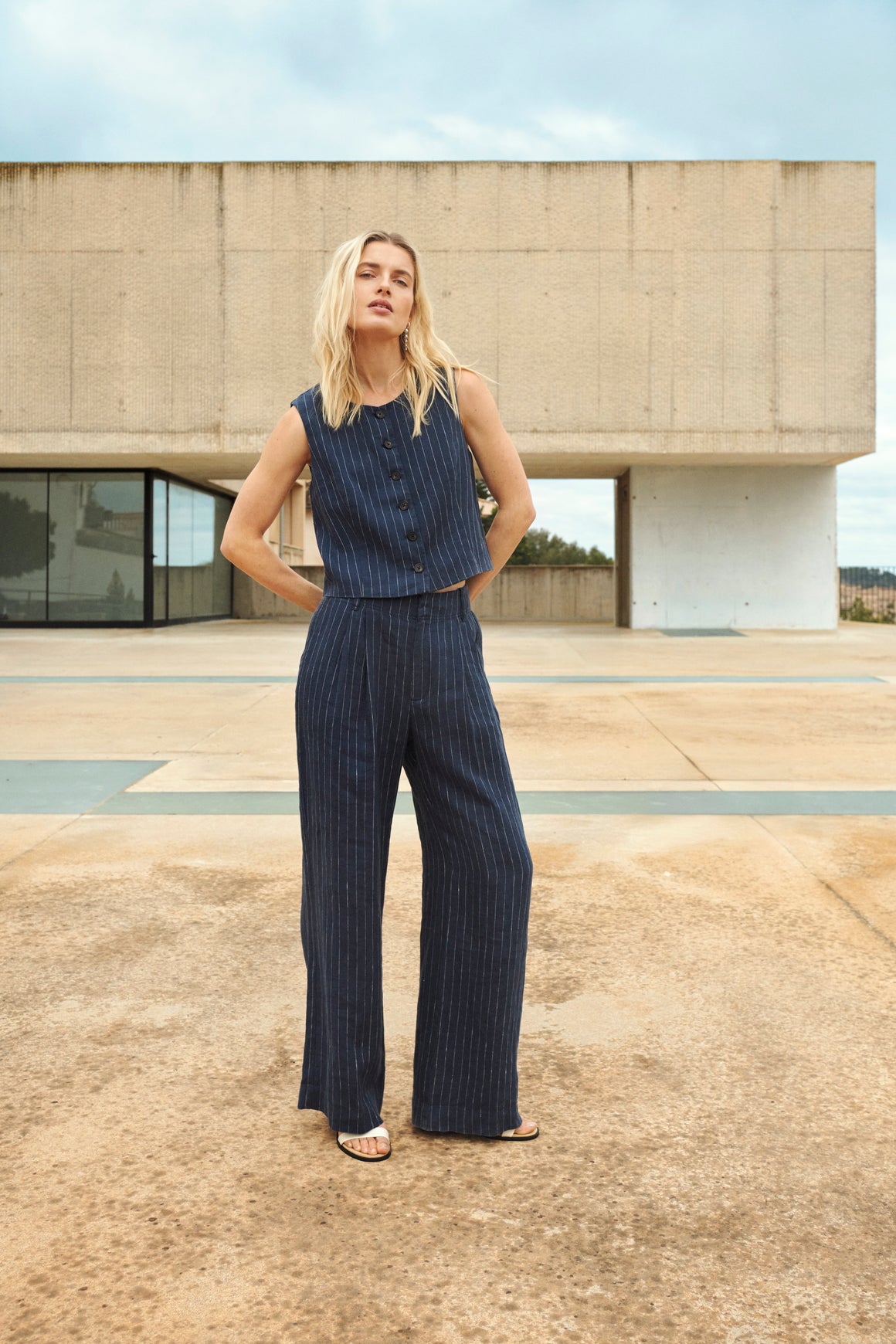 Aliya Trousers Blue Night Stripe 