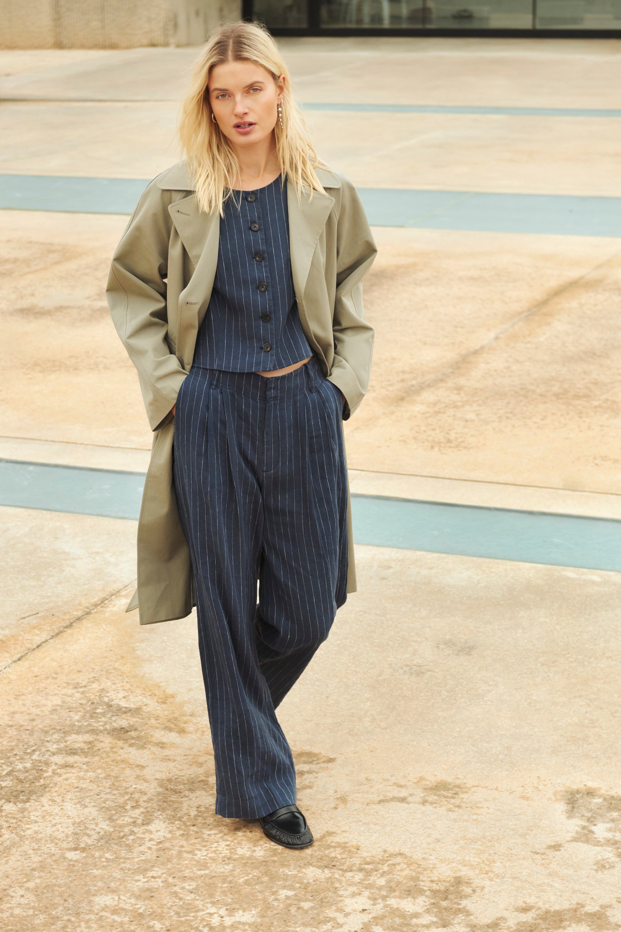 Aliya Trousers Blue Night Stripe