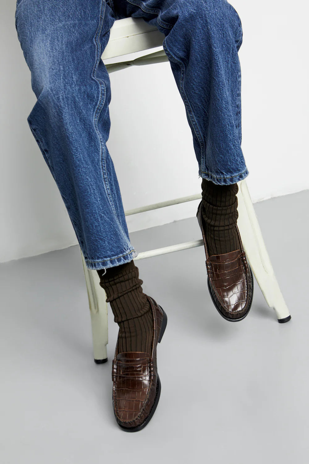 Zoe Croc Chocolate Loafers