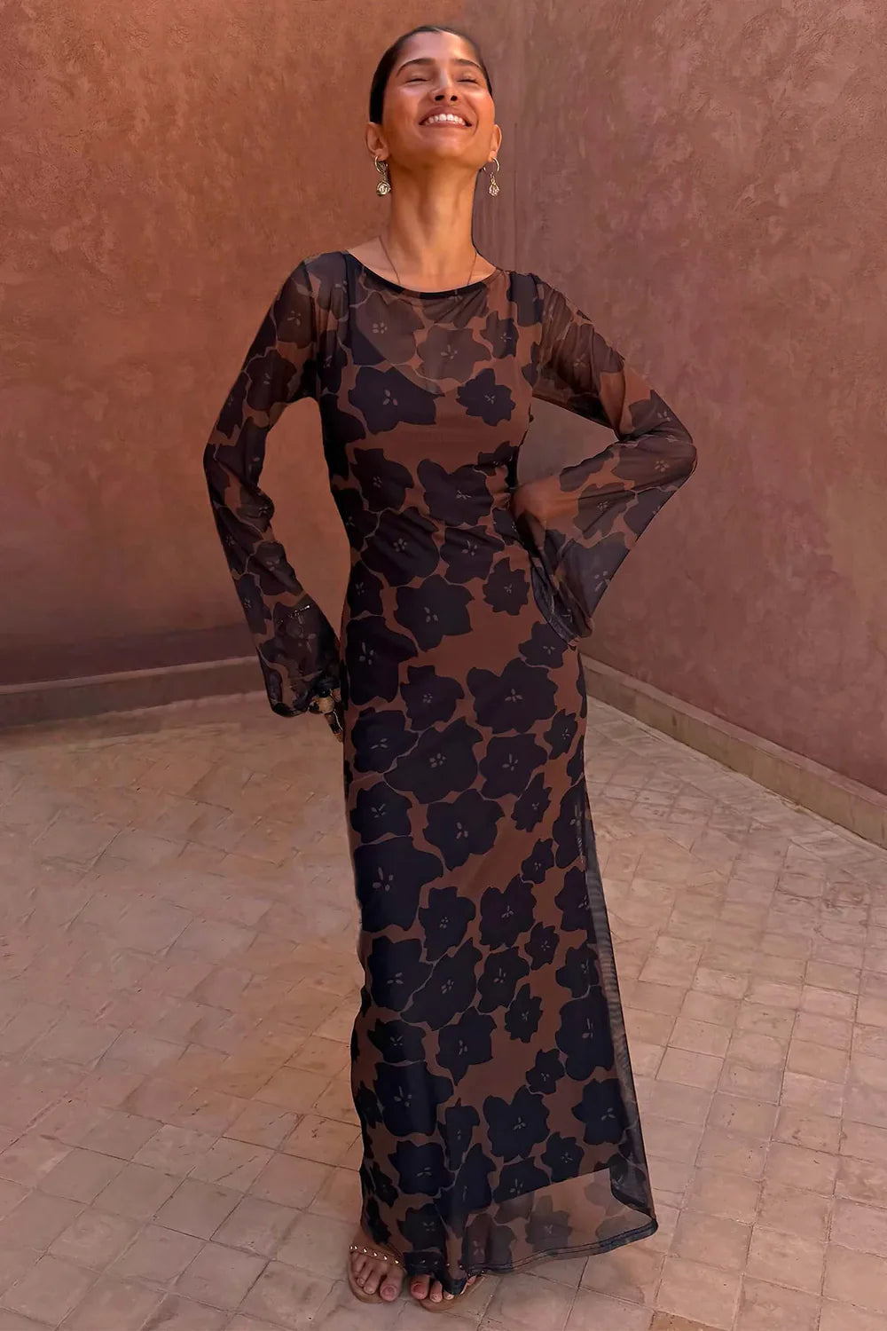 Jaden Floral Mesh Dress