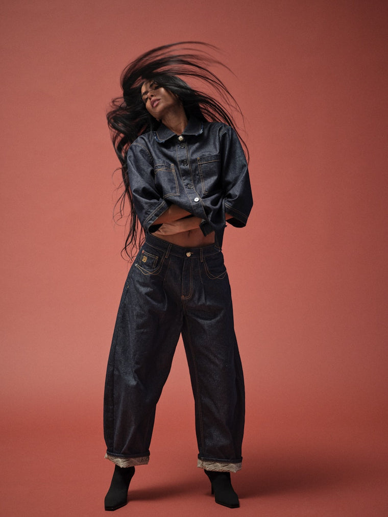 Flor Rinse Jeans Dark Blue Denim