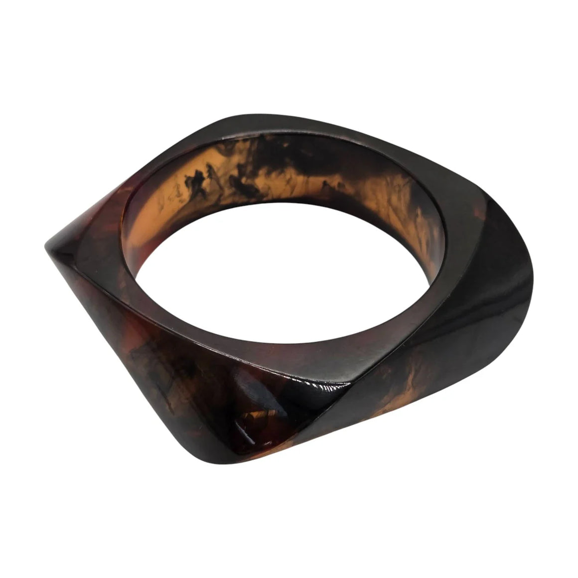 Brown Marble Cube Resin Bangle