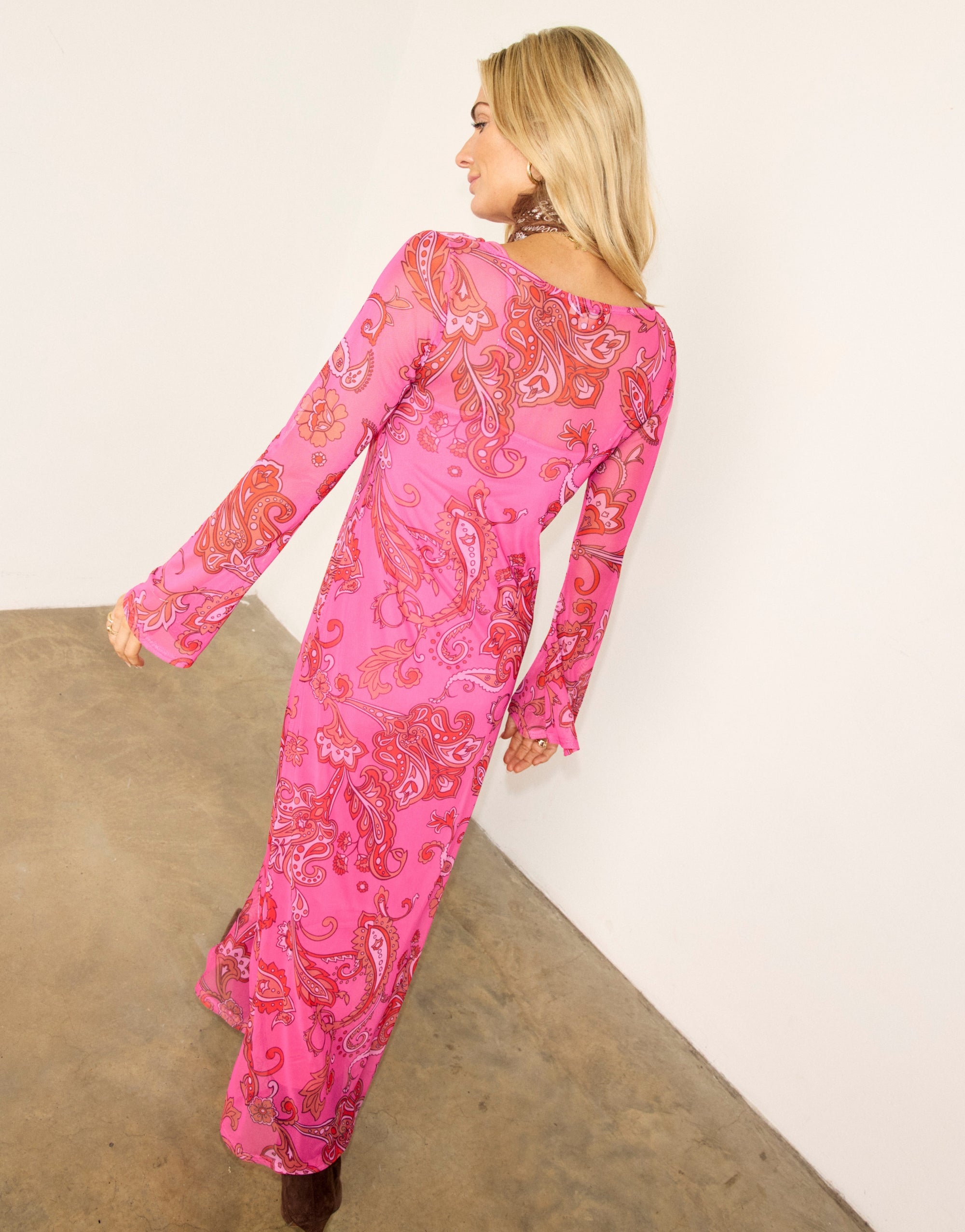 NFD Pink Paisley Mesh Dress