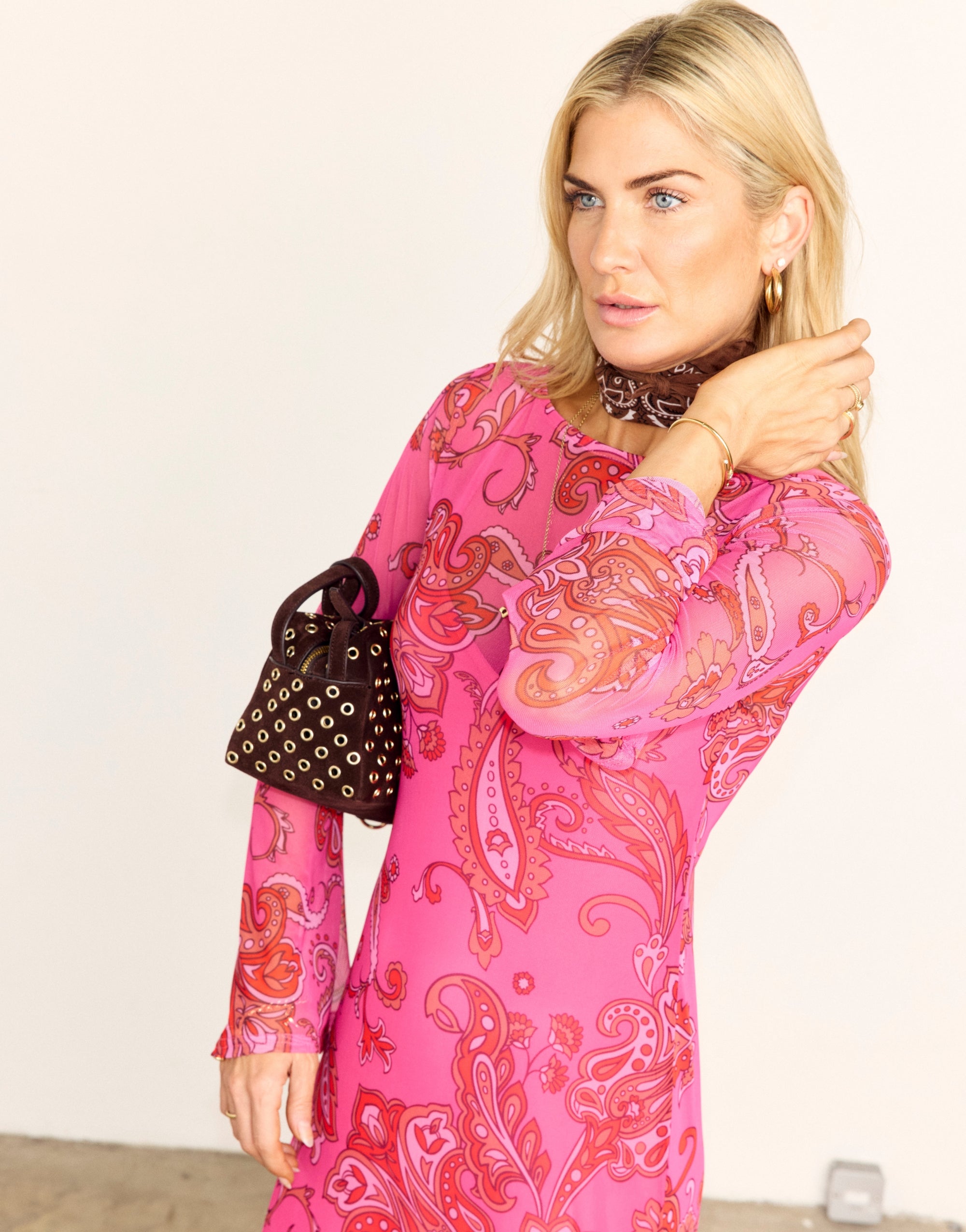 NFD Pink Paisley Mesh Dress