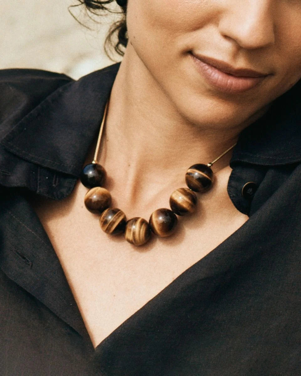 Aura Maxi Gold/Brown Necklace