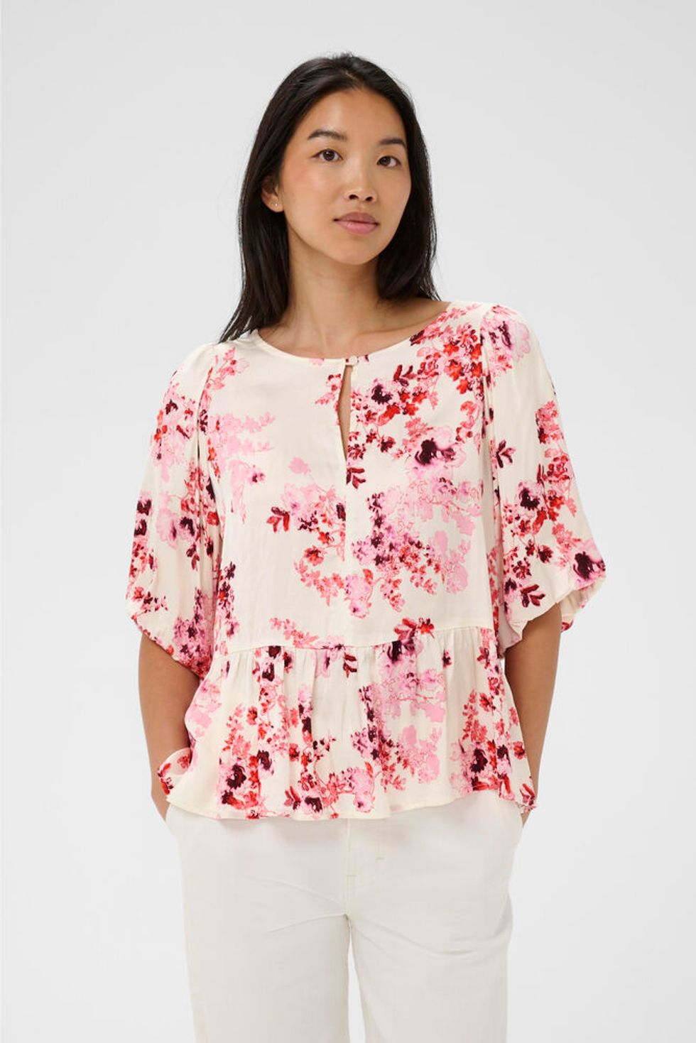 Azelia Blouse Pink Shadow Flower Print