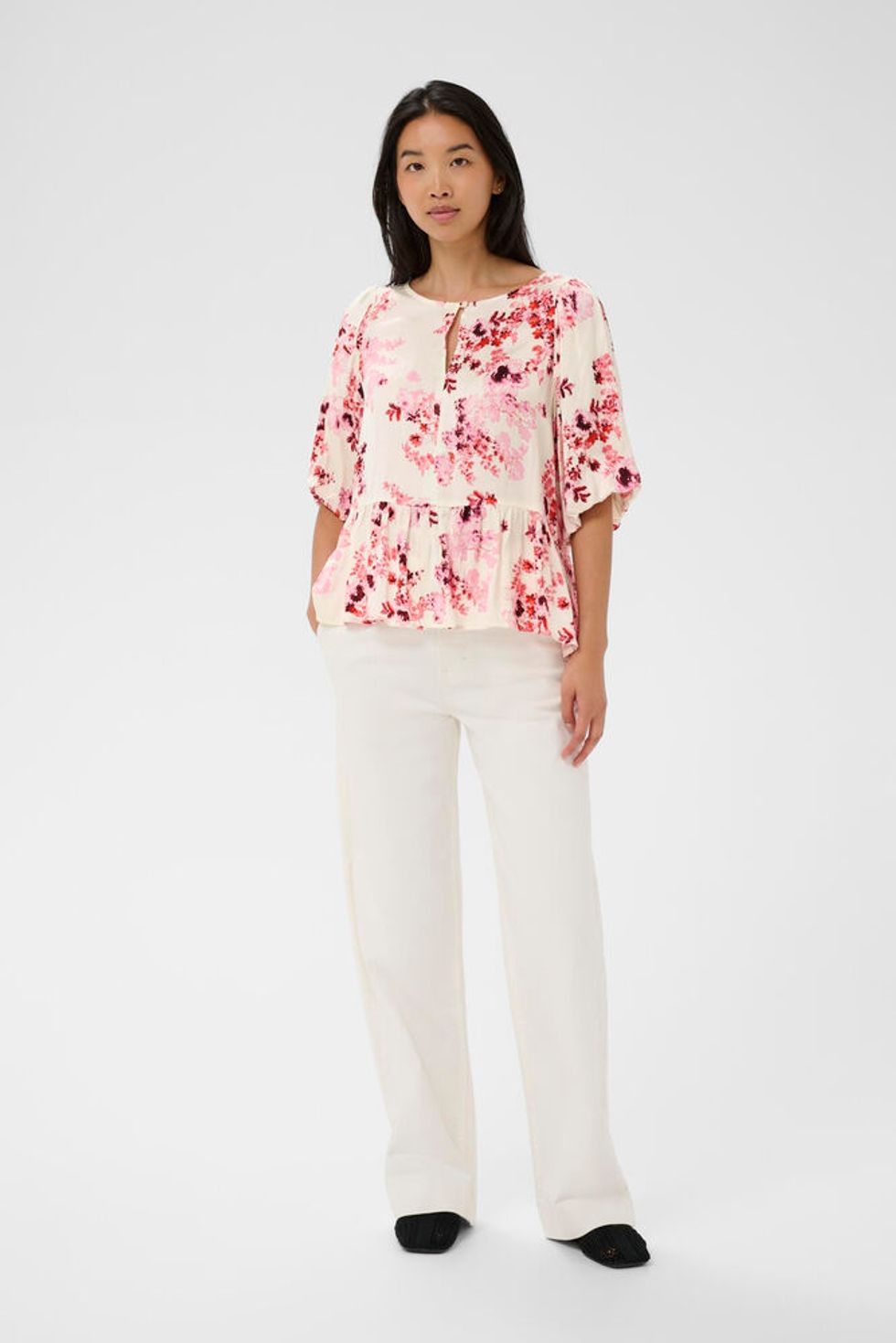 Azelia Blouse Pink Shadow Flower Print